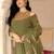Olive green georgette embroidered gown with dupatta