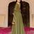 Olive green georgette embroidered gown with dupatta