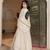 Elegant off white anarkali suit with matching embroidered dupatta