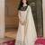 Elegant off white anarkali suit with matching embroidered dupatta