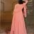 Elegant peach georgette embroidered gown with dupatta and blouse