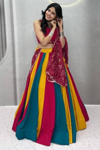 multicolor cotton poly printed traditional lehenga choli upto 44