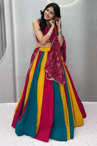 multicolor cotton poly printed traditional lehenga choli upto 44