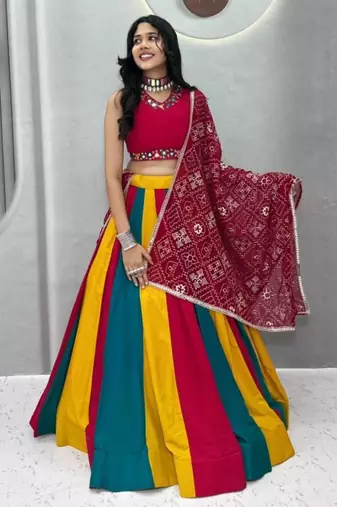 multicolor cotton poly printed traditional lehenga choli upto 44