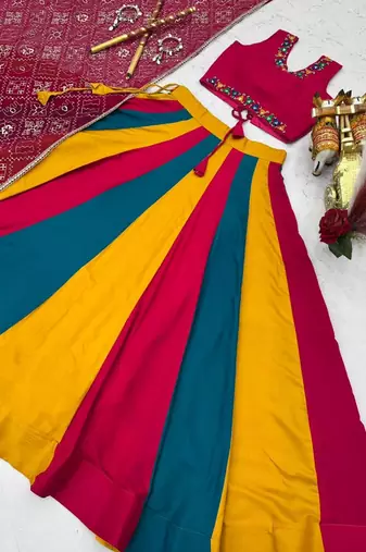 multicolor cotton poly printed traditional lehenga choli upto 44