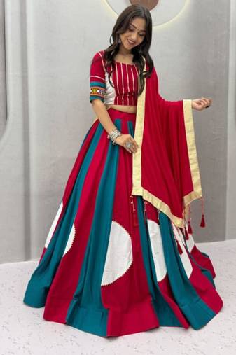 multicolor cotton poly printed traditional lehenga choli upto 44