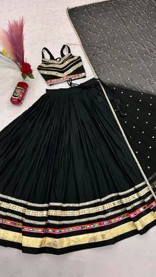 black cotton poly embroidered traditional lehenga choli upto 44 1