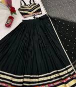 black cotton poly embroidered traditional lehenga choli upto 44