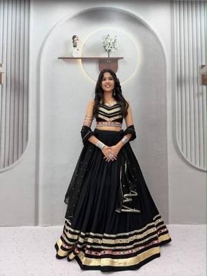black cotton poly embroidered traditional lehenga choli upto 44 3