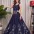 navy blue silk blend embroidered traditional lehenga choli upto 42