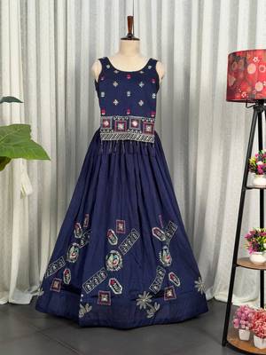 navy blue silk blend embroidered traditional lehenga choli upto 42 2
