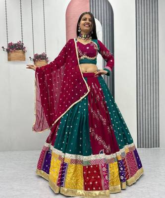 multicolor faux georgette embroidered traditional lehenga choli upto 44 2