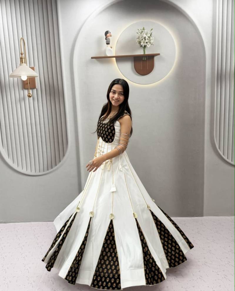 white cotton poly printed traditional lehenga choli upto 44