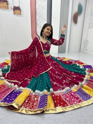 multicolor faux georgette embroidered traditional lehenga choli upto 44 3
