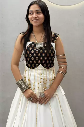 white cotton poly printed traditional lehenga choli upto 44