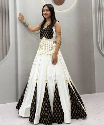 white cotton poly printed traditional lehenga choli upto 44 4