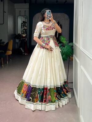 off white cotton poly woven traditional lehenga choli upto 42 1