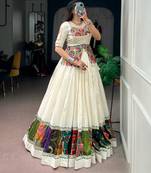 off white cotton poly woven traditional lehenga choli upto 42