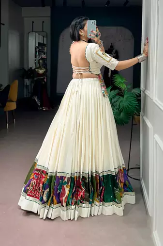 off white cotton poly woven traditional lehenga choli upto 42