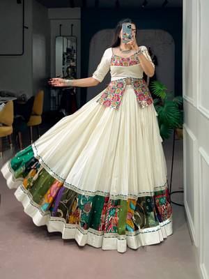 off white cotton poly woven traditional lehenga choli upto 42 4