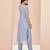 Elegant teal blue kurti trousers set with handwork
