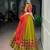 dark yellow cotton poly embroidered traditional lehenga choli upto 42