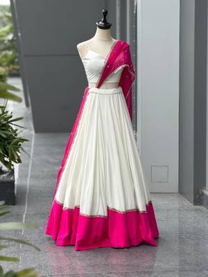 white cotton poly embroidered traditional lehenga choli upto 42 2