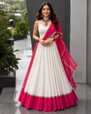 white cotton poly embroidered traditional lehenga choli upto 42 3