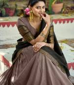 grey cotton poly woven traditional lehenga choli