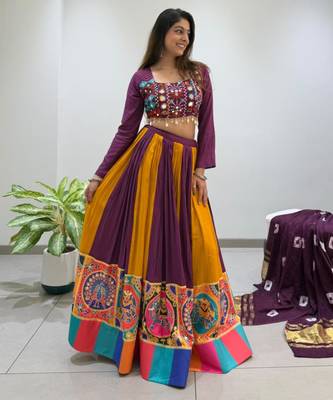 multicolor rayon embroidered traditional lehenga choli 1
