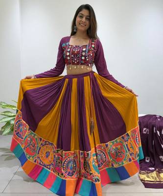 multicolor rayon embroidered traditional lehenga choli 2