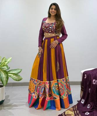 multicolor rayon embroidered traditional lehenga choli 3