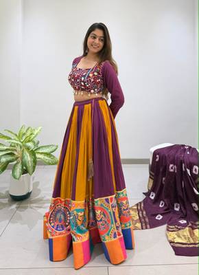 multicolor rayon embroidered traditional lehenga choli 4