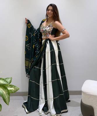 dark green rayon plain traditional lehenga choli 1