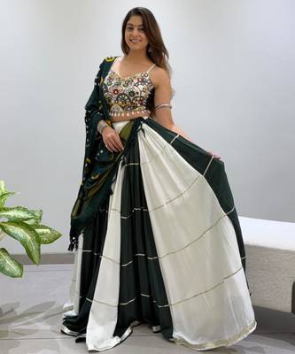 dark green rayon plain traditional lehenga choli 2