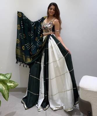 dark green rayon plain traditional lehenga choli 5