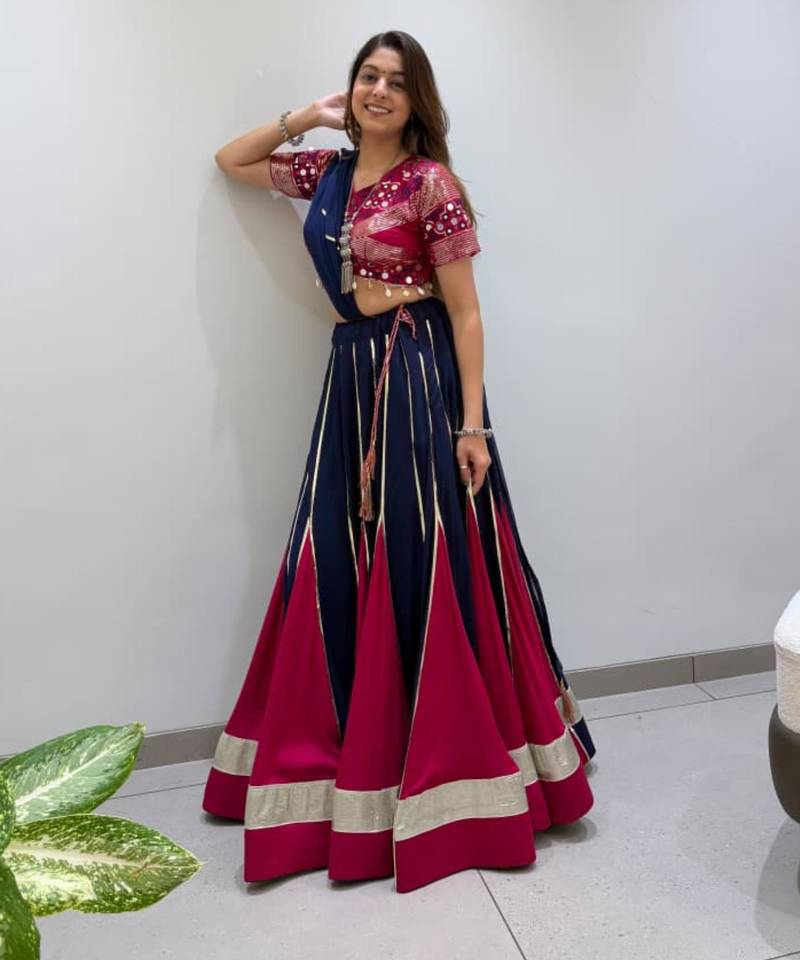navy blue rayon embroidered traditional lehenga choli upto 42