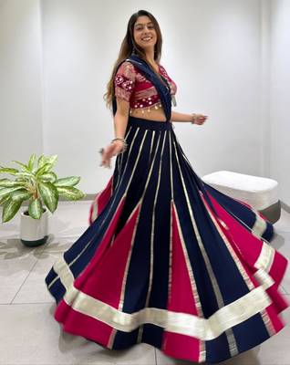 navy blue rayon embroidered traditional lehenga choli upto 42 2