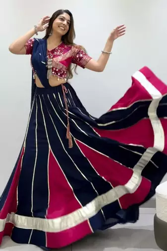 navy blue rayon embroidered traditional lehenga choli upto 42