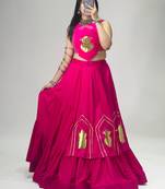 rani pink cotton poly embroidered traditional lehenga choli upto 44