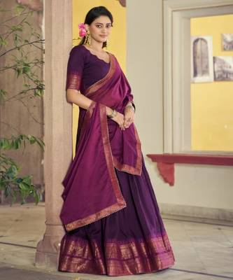 wine cotton poly woven traditional lehenga choli 2