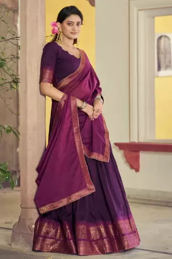 wine cotton poly woven traditional lehenga choli