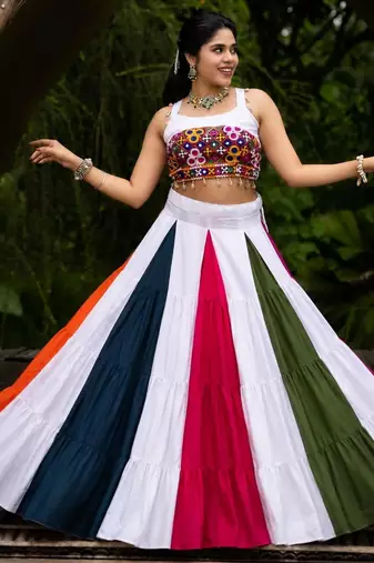 multicolor cotton poly plain traditional lehenga choli upto 44