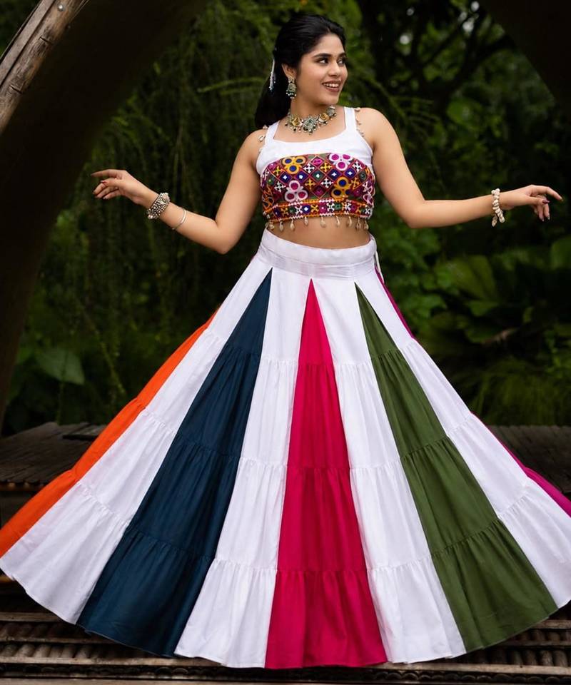 multicolor cotton poly plain traditional lehenga choli upto 44