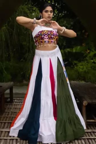 multicolor cotton poly plain traditional lehenga choli upto 44