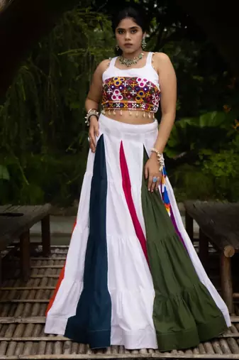 multicolor cotton poly plain traditional lehenga choli upto 44