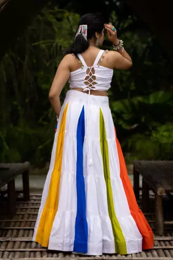 multicolor cotton poly plain traditional lehenga choli upto 44