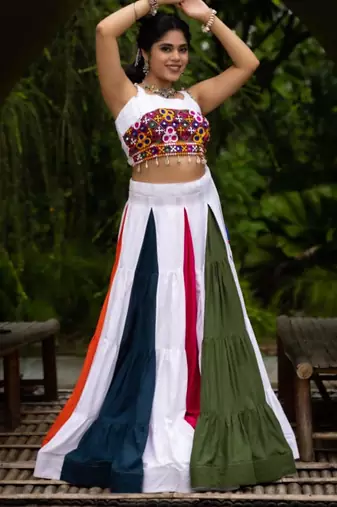 multicolor cotton poly plain traditional lehenga choli upto 44