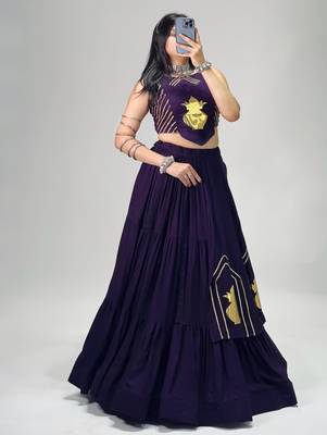 purple cotton poly embroidered traditional lehenga choli upto 44 1
