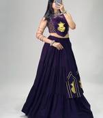 purple cotton poly embroidered traditional lehenga choli upto 44